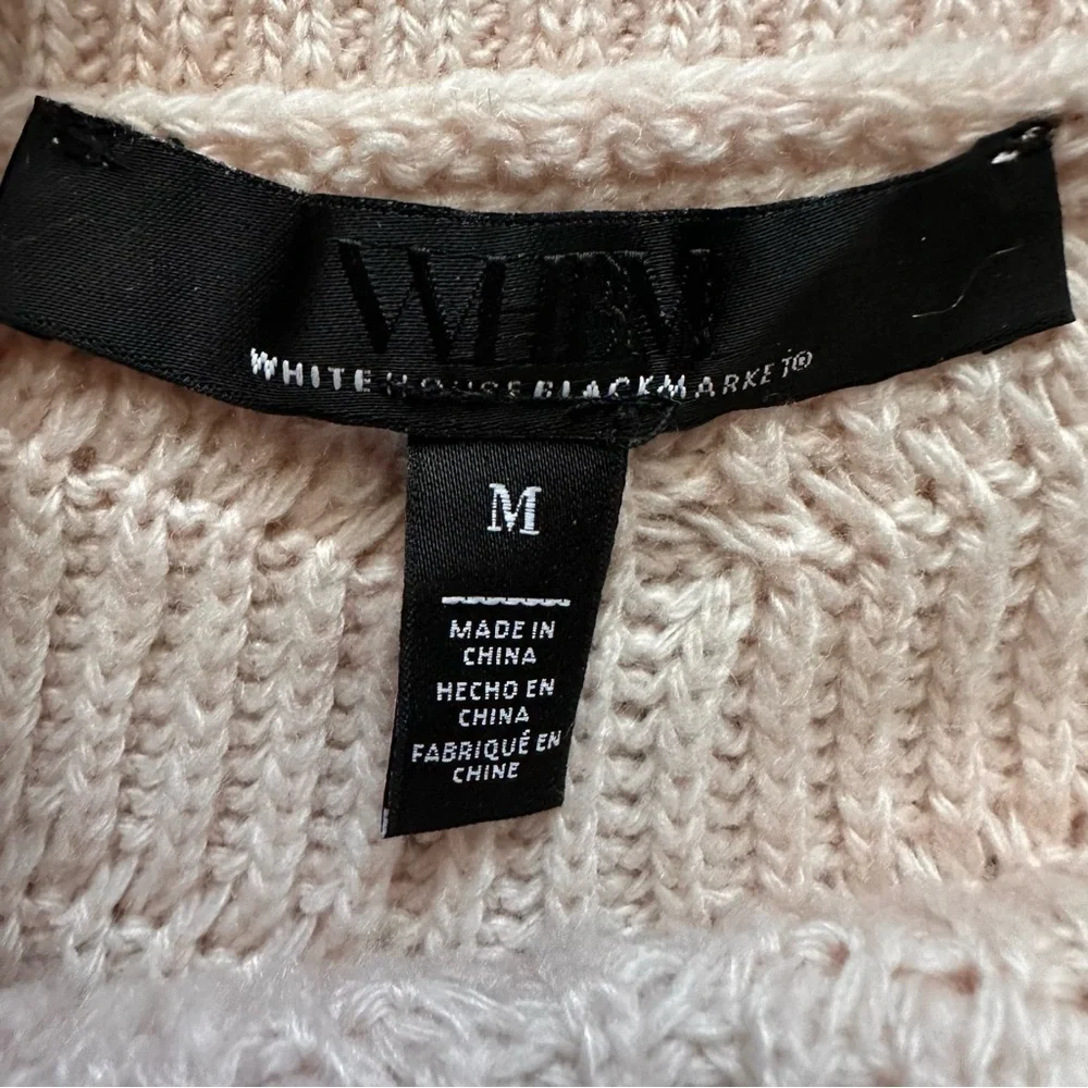 WHBM Cowl Neck Chunky Knit Sweater Medium Blush Balloon Sleeve